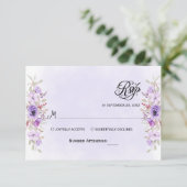 Luxuriöse Lila Blumenkarten-RSVP-Karten RSVP Karte (Stehend Vorderseite)