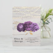 Luxuriöse Lila Blumenzwiebelleuchten Hochzeit Einladung (Stehend Vorderseite)