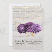 Luxuriöse Lila Blumenzwiebelleuchten Hochzeit Einladung (Vorderseite)