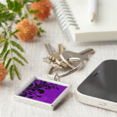 Luxuriöse Lila florale Wirbel Schlüsselanhänger (Seite)