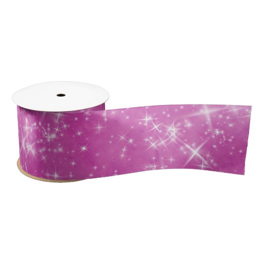 Luxuriöse Lila Glitzer Stars Sparkle Satinband (Spule)