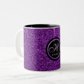 Luxuriöse Lila Glitzern Glitzer Mit Monogramm Anfä Zweifarbige Tasse (Vorderseite Links)