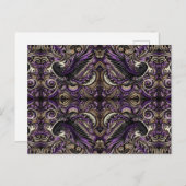 Luxuriöse Lila Gold Batik Raven Tessellation Mosai Postkarte (Vorne/Hinten)