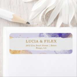 Luxuriöse Lila & Golden Abstrakte Rücksendeadresse