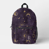 Luxuriöse Lila Himmelsmonogramm Bedruckter Rucksack (Vorderseite)
