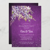 Luxuriöse Lila Lavendel Wisteria Glitzer Verlobung Einladung (Vorne/Hinten)