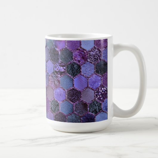 Luxuriöse Lila Metallfolien Glitzer Honigwabenmust Kaffeetasse (Rechts)