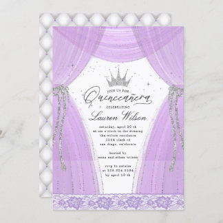 luxuriöse lila Prinzessin funkeln Quinceanera Einladung