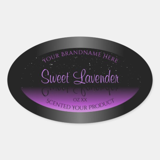 Luxuriöse Lila Produktkennzeichnungen Soft Glitzer Ovaler Aufkleber (Vorderseite)
