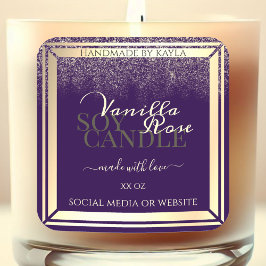 Luxuriöse Lila Produktverpackungsmarken Gold Frame Quadratischer Aufkleber