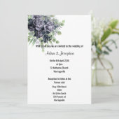 LUXURIÖSE LILA SATIN FLORAL ELEGANT 2 WEDD EINLADUNG (Stehend Vorderseite)