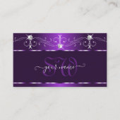 Luxuriöse Lila Squiggles Sparkle Diamonds Initiale Visitenkarte (Vorderseite)
