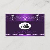 Luxuriöse Lila Squiggles Sparkle Diamonds mit Logo Visitenkarte (Vorderseite)