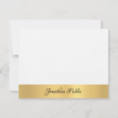 Luxuriöse Linen Elegante Hand Script Template Gold Mitteilungskarte (Vorderseite)