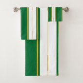 Luxuriöse Linen Moderne Green Gold Texture Collect Badhandtuch Set (Insitu)