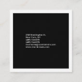 Luxuriöse Linen Schlicht Schwarz & Weiß Moderne Mi Quadratische Visitenkarte (Rückseite)