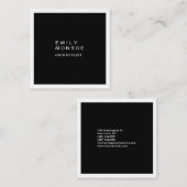 Luxuriöse Linen Schlicht Schwarz & Weiß Moderne Mi Quadratische Visitenkarte (Vorne/Hinten)