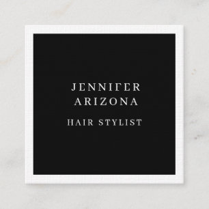 Luxuriöse Linen Schlicht Schwarz & Weiß Moderne Mi Quadratische Visitenkarte