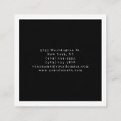 Luxuriöse Linen Schlicht Schwarz & Weiß Moderne Mi Quadratische Visitenkarte (Rückseite)