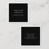 Luxuriöse Linen Schlicht Schwarz & Weiß Moderne Mi Quadratische Visitenkarte (Vorne/Hinten)