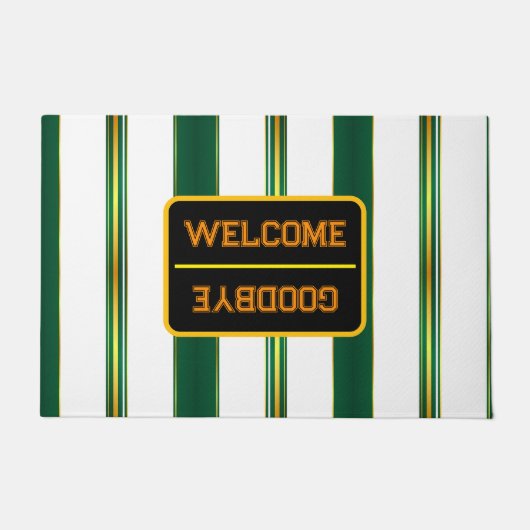 Luxuriöse Linen Trendy Green Gold Texture Collecti Fußmatte (Vorderseite)