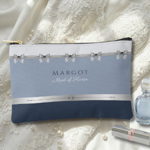 Luxuriöse Maid of Honor Schieferblaue Kosmetik Zubehörtasche
