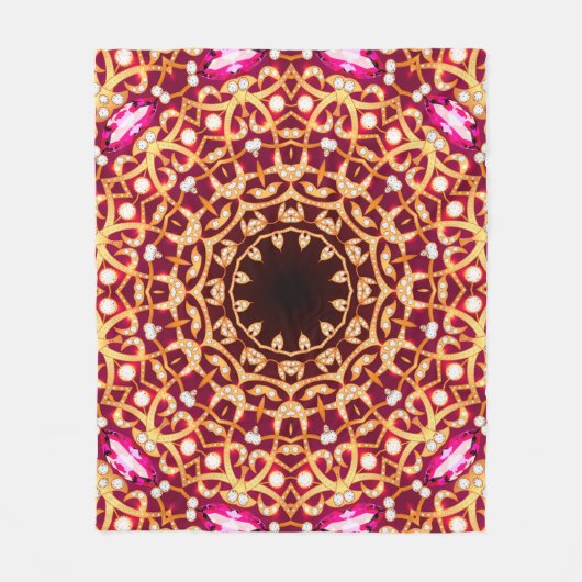 Luxuriöse mandala brooch Schmuck nahtlos Muster Fleecedecke (Vorderseite)