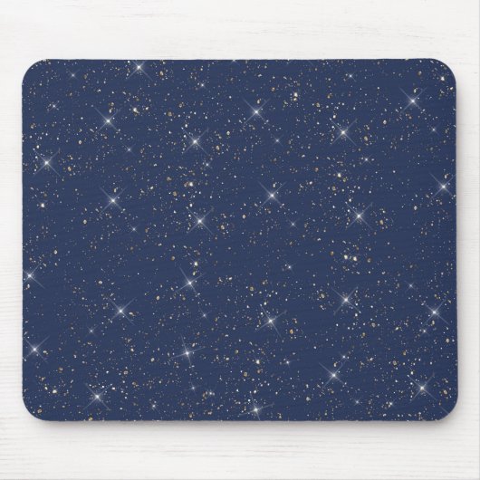 Luxuriöse Marineblau glänzend goldenes Glitzer Mousepad (Vorne)