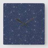 Luxuriöse Marineblau glänzend goldenes Glitzer Quadratische Wanduhr (Vorderseite)