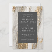 Luxuriöse Marmor Gold blickt weiß und grau Einladung (Vorderseite)