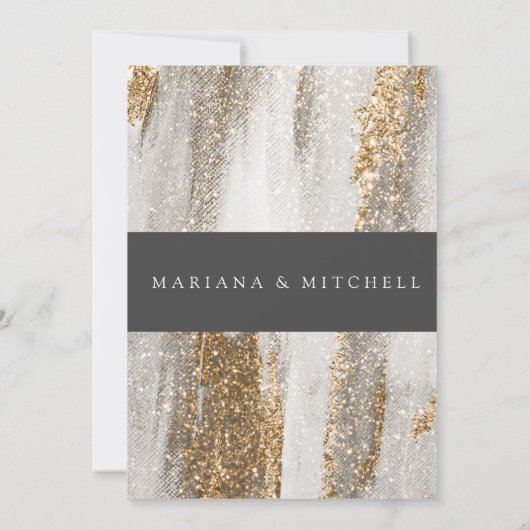 Luxuriöse Marmor Gold blickt weiß und grau Einladung (Rückseite)