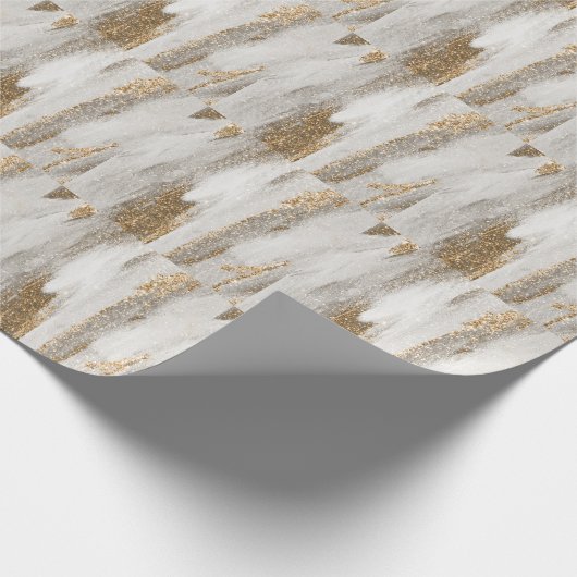 Luxuriöse Marmor Gold blickt weiß und grau Geschenkpapier (Ecke)