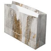 Luxuriöse Marmor Gold blickt weiß und grau Große Geschenktüte (Vorderseite Schrägansicht)