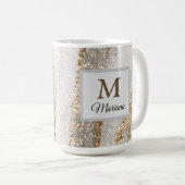 Luxuriöse Marmor Gold blickt weiß und grau Kaffeetasse (VorderseiteRechts)