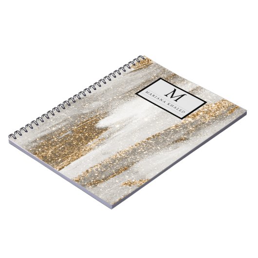 Luxuriöse Marmor Gold blickt weiß und grau Notizblock (Linke Seite)