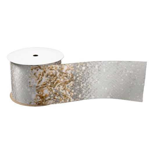 Luxuriöse Marmor Gold blickt weiß und grau Satinband (Spule)