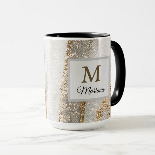 Luxuriöse Marmor Gold blickt weiß und grau Tasse (VorderseiteRechts)