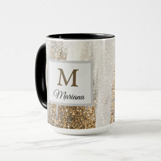 Luxuriöse Marmor Gold blickt weiß und grau Tasse (Vorderseite Links)