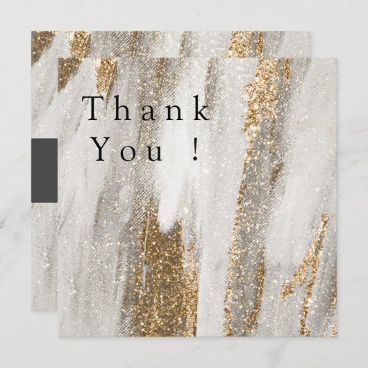 Luxuriöse Marmor Gold zieht weiß und grau ein Einl Dankeskarte (Vorne/Hinten)