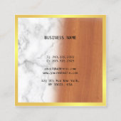 Luxuriöse Marmor Holz Schwarz Gold Elegant Moderne Quadratische Visitenkarte (Rückseite)