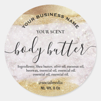 Luxuriöse Marmor- und Gold-Body-Butter-Etiketten Runder Aufkleber