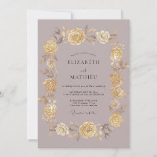 Luxuriöse Mauve-Rosen-Hochzeit Einladung