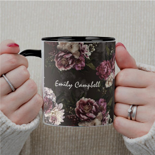 Luxuriöse melancholische weiße Rosenblüten Tasse