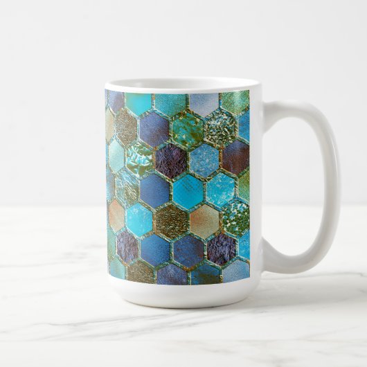 Luxuriöse Metal Foil Glitzer Aqua Aquamarine Honig Kaffeetasse (Rechts)