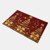 Luxuriöse Metallbäume, goldgelb und rot - Weihnach Fußmatte (Schrägansicht)