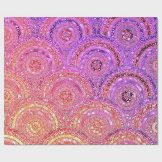 Luxuriöse Metallfolien Glitzer Pink Gold Dots Circ Geschenkpapier (Flach)