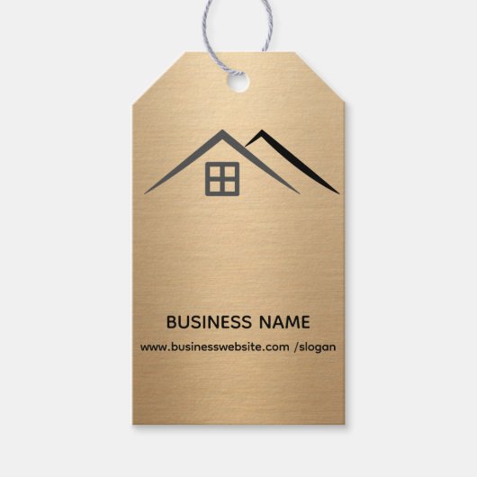 Luxuriöse Metallic Gold Real Anwesen Geschenktaste Geschenkanhänger (Vorderseite)