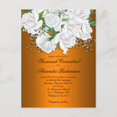 Luxuriöse Metallic Orange und White Roses Wedding Postkarte (Vorderseite)