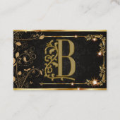 Luxuriöse Minimal Monogram Black Gold Chic Stilvol Visitenkarte (Vorderseite)