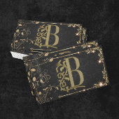 Luxuriöse Minimal Monogram Black Gold Chic Stilvol Visitenkarte
